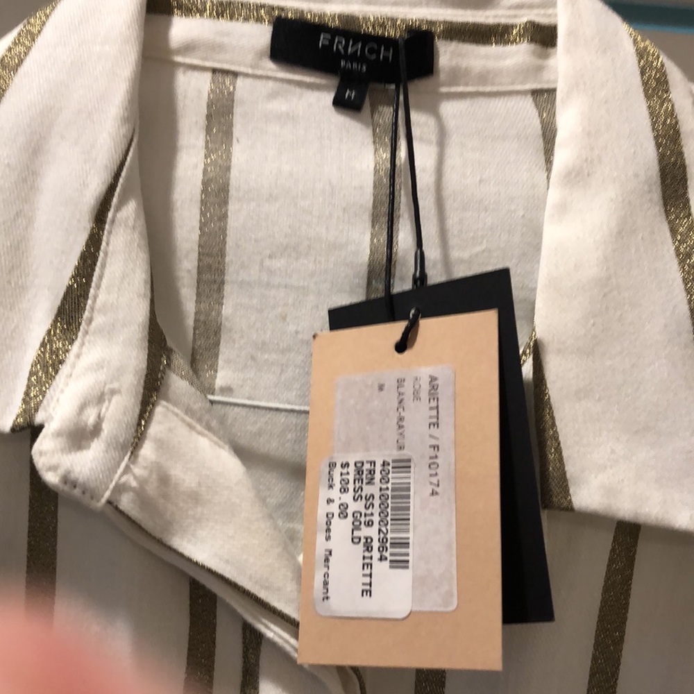 Boutique gold/white striped dress.  NWT   Size S/M - Picture 4 of 5